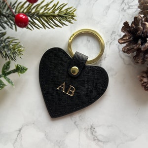 Personalised Christmas Gift - Personalised Leather Keychain - Secret Santa Gift - Custom Initials Keyring - Leather Gift