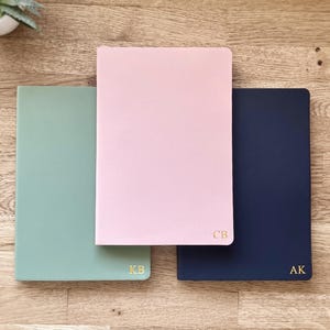 Personalised Notebook: Hand Stamped Initial Journal | A5 PU Leather Diary| Embossed Daily Planner