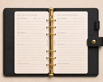 Daily Gratitude Journal PERSONAL SIZE insert | Undated Insert Pack | 6 ring binder agenda refill