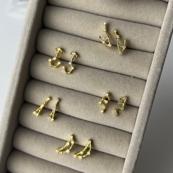 Zodiac earrings studs discount