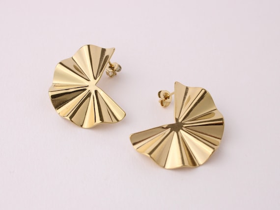 Folded Gold Post Earrings