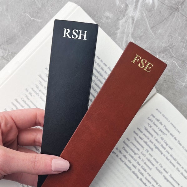 Embossed Leather Bookmark - Personalised Hand Stamped Book Mark - Custom Initial Bookmark - Gift For Him, Gift For Her