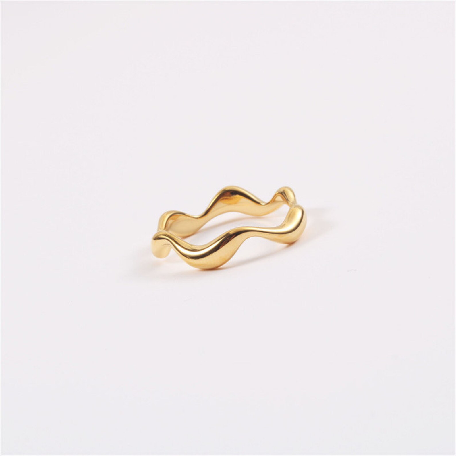 Wavy Gold Ring - Irregular Stacking Ring - Gold Wave Ring - 18k Gold ...