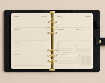 Dagplanner Inzetstukkenpakket 2027 | Gedrukte A5 weekplannerpagina's met takenlijst en gewoontetracker | Navulling voor ringband met 6 ringen