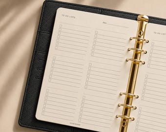 To do list Planner Inserts | A5 6-Ring Refill Pages | Lined Note-Taking Organiser Pages