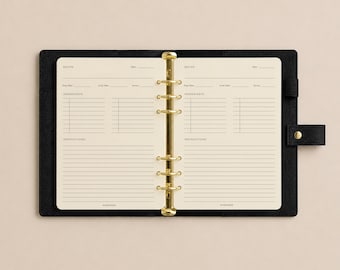 A5 Recipe insert | Undated Insert Pack | 6 ring binder agenda refill