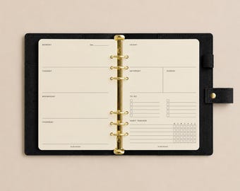 Undated Weekly Planner Printed Insert Pack | Monthly Planner Diary Pages | 6 ring binder Daily agenda refill