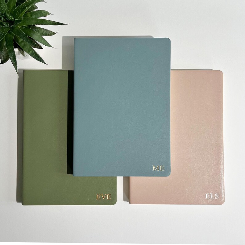 Personalised Notebook Hand Stamped Journal Custom Initials Lined Note