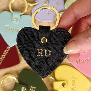 Personalised Leather Keychain - Custom Initials Keyring - New Home, New Car Gift - Leather Gift