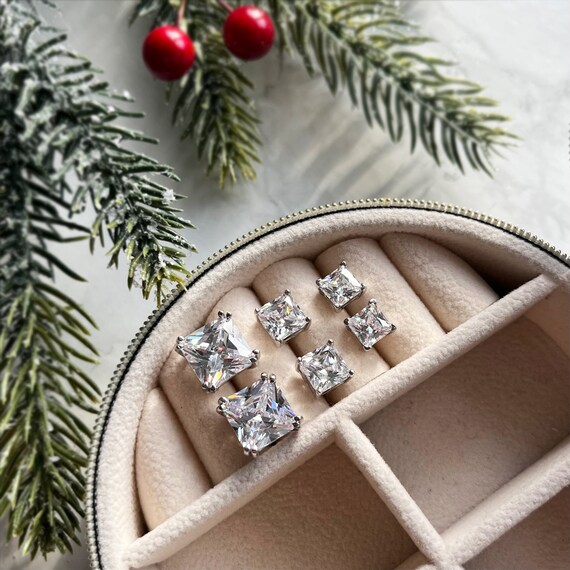 Square 2024 zirconia earrings