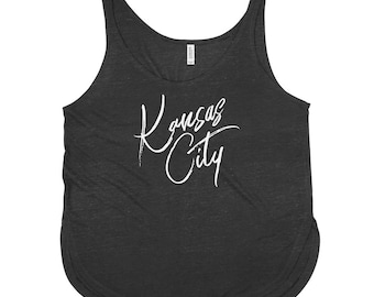 Kansas City Script Flowy Side Slit Tank | Bella Canvas