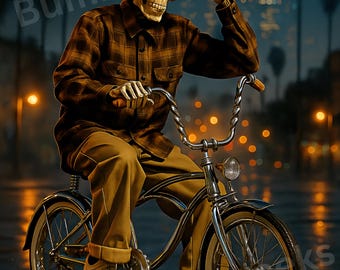 Lowrider Bike Skeleton, Old School, PNG, JPEG