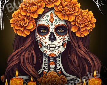 Day of the Dead Skeleton Woman, Ghostly, Halloween, PNG, JPEG