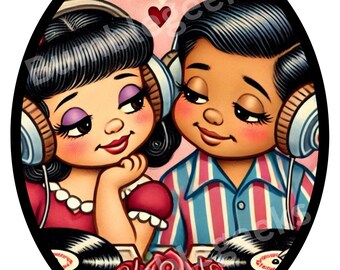 Vinyl Love Couple, PNG, JPeg, Valentine's Day