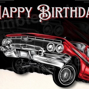 Cartão de feliz aniversário 5x7 modelo, PNG, Lowrider