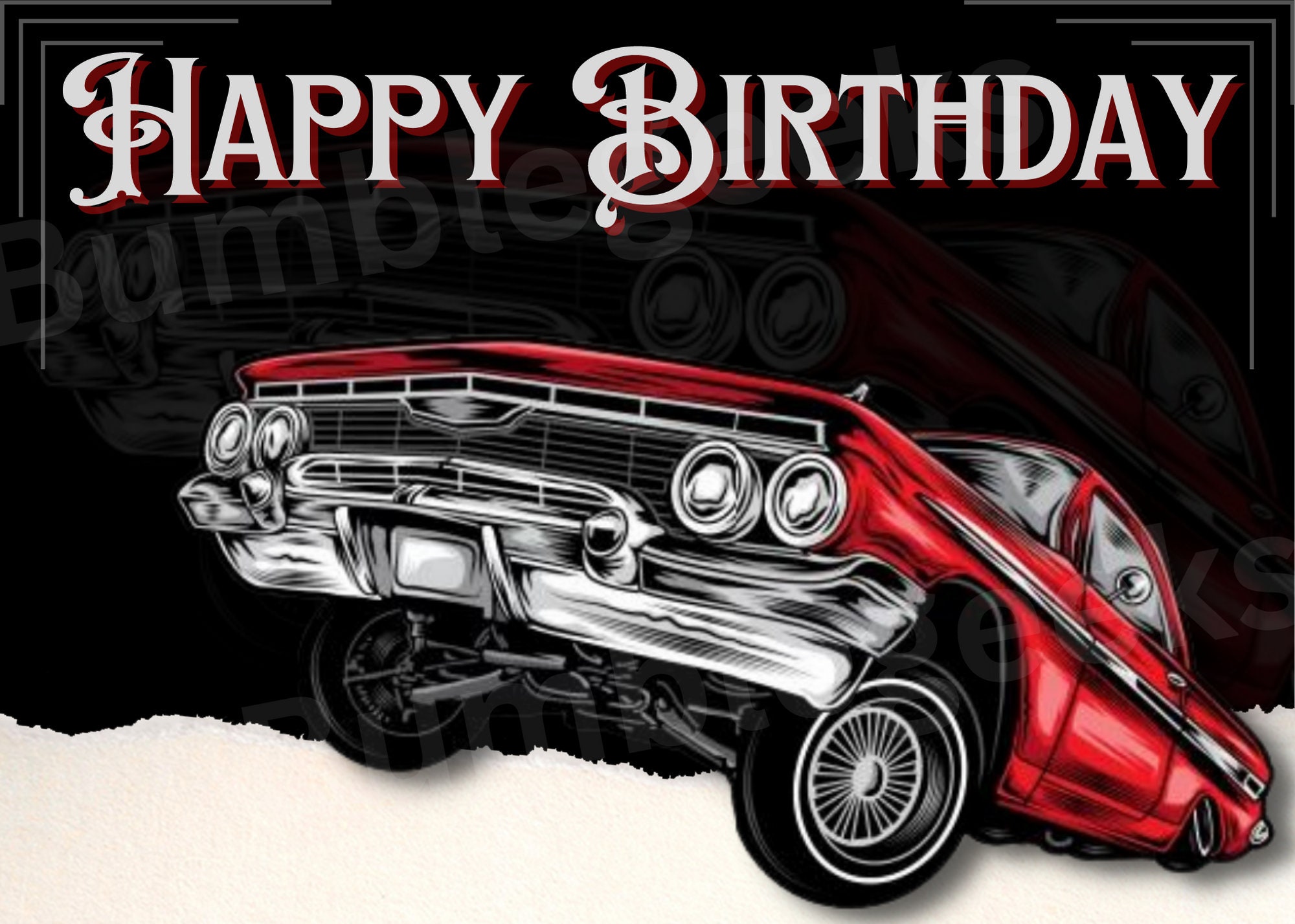 Happy Birthday Card 5x7 Template, PNG, Lowrider - Etsy