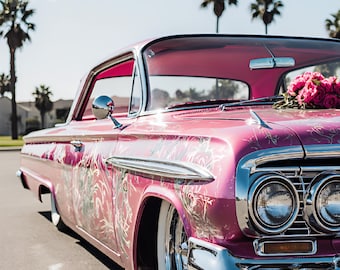 Pink Lowrider, PNG, Jpeg, Roses, Old School