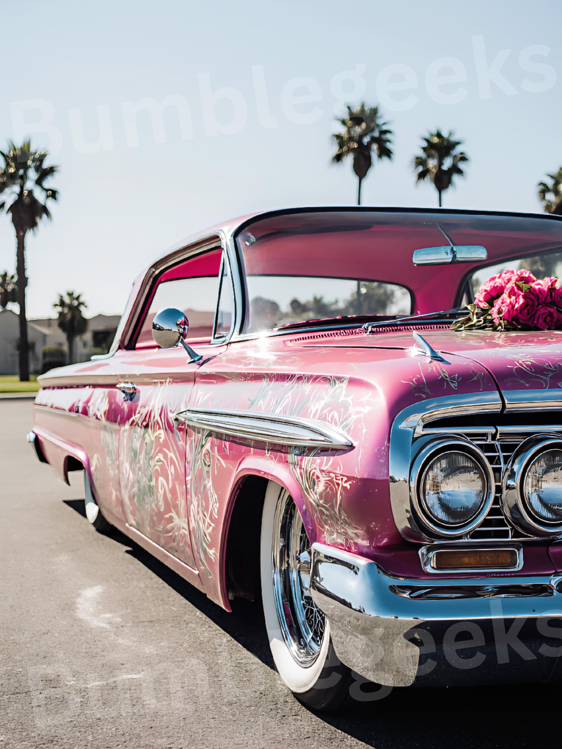 Pink Lowrider, PNG, Jpeg, Roses, Old School - Etsy