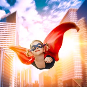 Flying Superhero Digital Background: Cityscape Photography Backdrop (JPG Download)