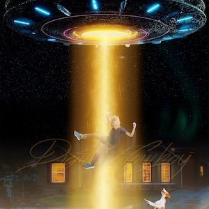 UFO Abduction Digital Background: Sci-fi Photography Backdrop (JPG)