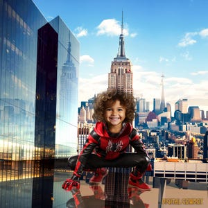 Superhero Skyscraper Rooftop Digital Background, Empire Skyline Backdrop, Spider, Superhero Digital Backdrop, Instant Download