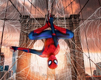 Spider Web Brooklyn Bridge Digital Backdrop: Superhero Photography (Digital Download)