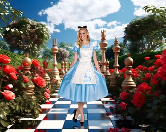 Digitale achtergrond Alice in Wonderland: Tea Party-fotografie (directe download)