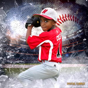 Baseball Digital Background: Shattered Glass, Stadium Lights (JPG File)