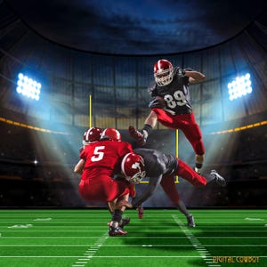 Football Player Photography Backdrop: Sports Stadium Digital Background (JPG)