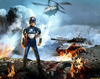 Kid Soldier Battlefield digitale achtergrond: tank, helikopter (JPG-bestand direct downloaden)