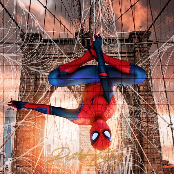 Spider-Man Bridge Digital Backdrop - Web Backdrop - New York City Digital Backdrop for Photography - Superhero Theme