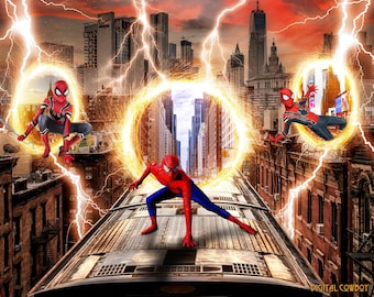 Fondo digital del Multiverso de la Araña Superhéroe: Efecto Portal de Nueva York (Descarga digital)