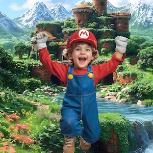 Super Mario Castle Digital Backdrop: Gamer Photography (JPG)