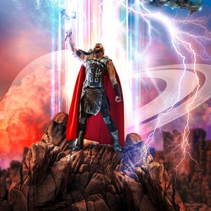 Thunder Superhero Digital Background: Sci-Fi Cosplay Backdrop (Digital Download)