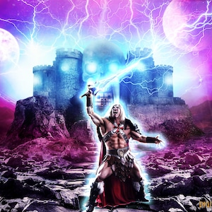 Power of the Castle Digital Background: 80s Hero Cosplay Backdrop (JPG)