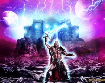 Digitale achtergrond Power of the Castle: jaren 80 hero-cosplay-achtergrond (JPG)