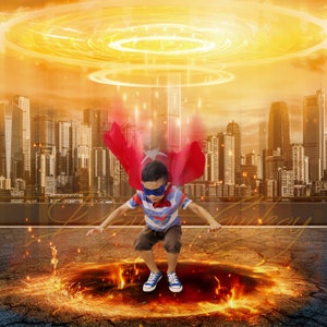 Hero Landing Digital Background, Superhero, Kids Photography, Digital Backdrop, Cosplay, Superhero Theme, Digital Download, Instant Download