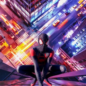 Neon Superhero City Digital Backdrop: Cosplay Photography (JPG)