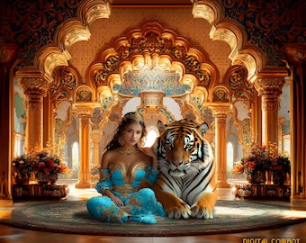 Digitale achtergrond Arabische prinsessenpaleis: jasmijnthema (digitale download)