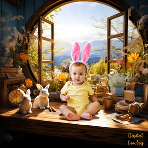 Baby Easter Digital Backdrop, Easter Cottage Background, Easter Digital Backdrop for Photoshoot, Baby Easter Backdrop for Photoshoot