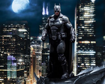Superhero Rooftop Digital Backdrop: Night City, Lightning (Digital Download)