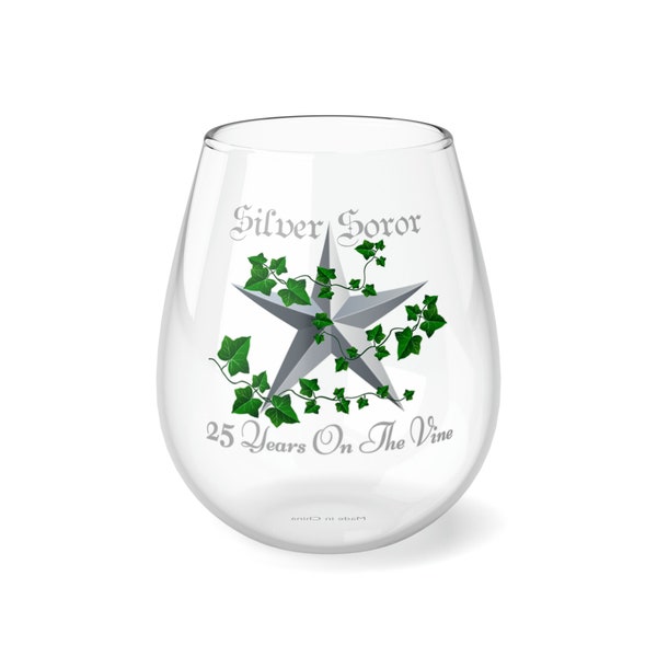 Silver Soror - 25 Years On the Vine Stemless Wine Glass, 11.75oz | Sorority Inspired | HBCU