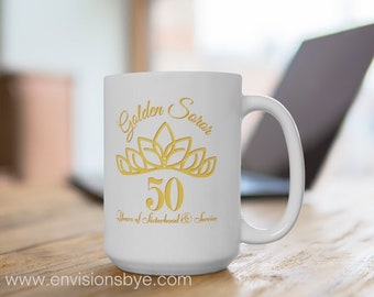 Golden Soror - 50 Years of Sisterhood & Service Mug 11 oz or 15 oz | Sorority Inspired | Hbcu