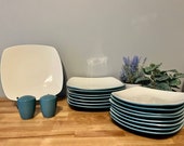 Noritake Colorwave Stoneware Turqouise Teal Blue Lunch and Dinner Plates, Salt Pepper Shakers (Sold Individually) Farmhouse Kitchen