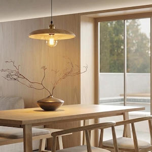 Modern Wood Pendant Light: Rustic Minimalist Ceiling Light Fixture