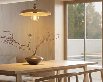 Modern Wood Pendant Light: Rustic Minimalist Ceiling Light Fixture