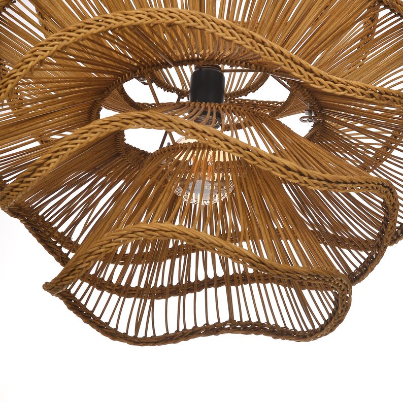 Handwoven Rattan Pendant Light, Boho Chandelier, Living Room Lighting ...