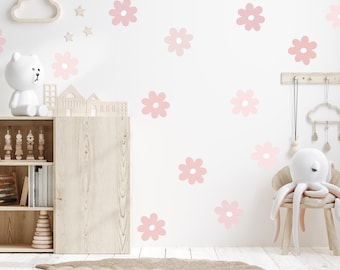 Blush Daisy Wall Decals, Flower Decals for Girl, Cute Girl Wall Stickers, Daisy Wall Sticker, Nursery Decor, Mixed Blush Flowers
