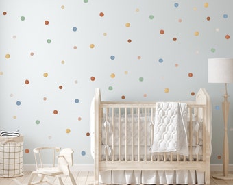Watercolour Dots  - Fabric Peel and Stick Wall Decals, irregular dot nursery decals - reusable and matte