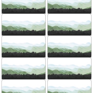 2&quot; by 4&quot; Address Label Printable - Watercolor Mountain and Tree Silhouette - 3 options